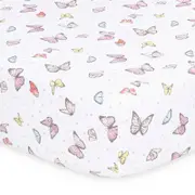 2PK The Peanutshell Whisper Butterfly Printed Fitted Sheet Baby Nursery Decor