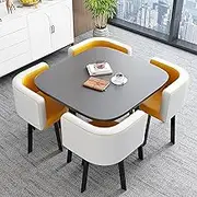 ZYZSY Reception Negotiation Table, Office Reception Room Club Table, 1 Table and 4 Chairs 5 Piece Set Breakfast Bar, for Office, Conference Room, Balcony