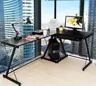 Oracle Corner Computer Desk Office Double Workstation (Black)