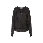 [Dries Van Noten] Dries Van Noten-Brown Cupro Camiel Blouse-Donna M STAND