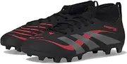 [adidas] Kids' Club Predator Sock Firm Multi Ground Sneaker, Black/Grey/Lucid Red, 5.5 Big Kid