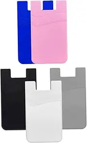 TEHAUX 5Pcs Adhesive Phone Wallets Creative Card Storage Holders for Cell Phones Double Pocket Back Patches Fit for All Smartphones