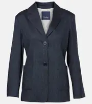 ['S Max Mara] 'S Max Mara Derna linen-blend twill blazer UK 12 blue