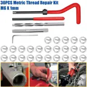 30Pc M6X1.0mm Metric Thread Repair Insert Kit HSS Drill Helicoil Repair Kit C9J5