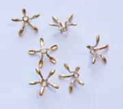 Raw Brass Open Long Petal Flower Like Cupped Bead Cap mtl140