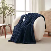 Dreamaker Chunky Embossed Fleece Heated Throw Midnight Blue - 130 x 160cm