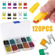 120pcs Mini Blade Fuse Assortment Set Auto Car Fuses Assorted Kit 2-35A + Puller