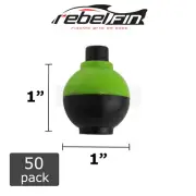 50 - 1" inch round GREEN & BLACK - Fishing Bobber Float Cork pan fish bluegill
