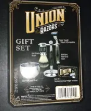 5 pc Set UNION RAZOR Gift Set Stainless Steel Bowl Brush Razor Handle & Stand