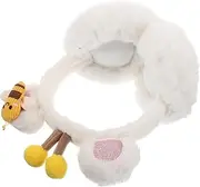 [Baluue] Fluffy Bee Ear Muffs for Adults Plush Winter Ear Cover Warmth Cold Protection Foldable Earmuffs for Cold Weather for Boys
