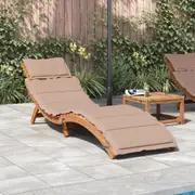 Sun Lounger with Cushion Taupe Solid Wood Acacia vidaXL