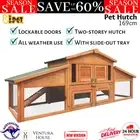 Rabbit Hutch Wooden Cage Chicken Coop Large Run Cosy Spacious 2-Storey Pet Home