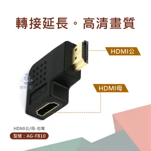 AGOOD HDMI公母 左彎 右彎轉接頭 鍍金轉接頭 L型 彎頭 直角 (AG-FB09) (AG-FB10) 桌機