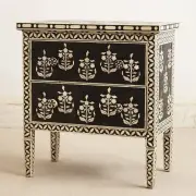 Zohi Interiors Luxe Deco Bone Inlay Bedside Table