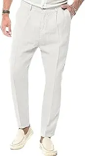 [Aosufei] Men's Baggy Straight Leg Comfort Beach Pants Solid Lightweight Outdoor Trousers Classic Casual Summer Pants