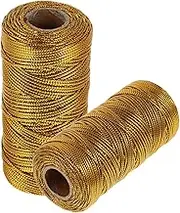 PERSELOSO 2 Rolls Metallic Present Wrapping Line Multipurpose DIY Cord for Christmas Present Tags Food Bag Binding Straps Crafting Decoration Shiny Twine Each