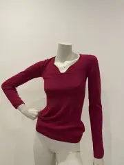 REPETTO DARK PINK FUSHIA 100% WOOL LONG SLEEVE TOP PULLOVER NEW WITH TAG 36