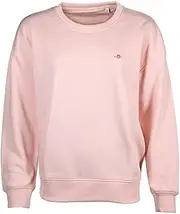 [GANT] Women's Rel Shield C-Neck Sweat Sweatshirt, Black