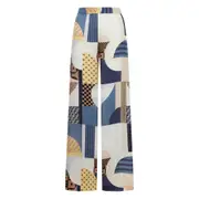 [Fendi] Fendi Geometric-print Wide-leg Trousers 40 IT WHITE/BLUE