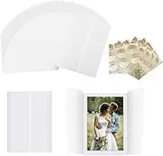 50PCS Vellum Paper, Translucent Acetate Sheets with 5 Sheet Envelope Seal Stickers, Vellum Paper for Wedding Invitation, Pre-Folded Vellum Jackets for Invitations of Date, Party