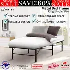 Folding Bed Frame King Single Metal Bed Base Portable w/ Under Bed Storage Black