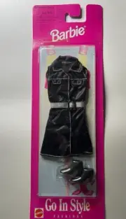 1997 Barbie Go In Style Fashion Black Dress w/ Black Ankle Boots (New In Pack)