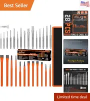 28-Piece Heavy Duty Punch and Chisel Set, Including Taper Punch, Cold Chisels...