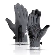 Winter Warm Outdoor Sports Gloves Fleece Windproof Non-slip Touch Screen Ski Riding Motorcycle Gloves Skiing Gloves GRAY COLOR S SIZE