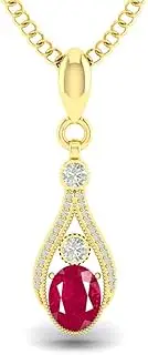 [LMDPRAJAPATIS] 3.00 Carat Unique Promise Flower Pendant For Women Jewelry| Natural Ruby Gemstone July Birthstone Gold Pendant For Women And Men, Metal, Ruby