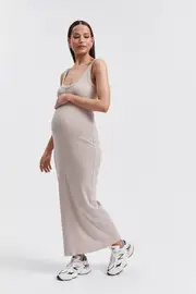 Ribbed Singlet Maxi Dress (Stone) - FINAL SALE