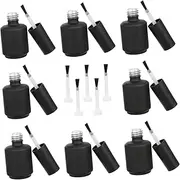 LOLIPPYY 1Set Nail Polish Bottles Refillable Containers for Nail Art DIY Black Matte Jars with Nail Brushes Durable Manicure Store Supplies
