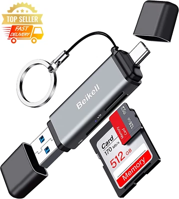 SD Card Reader USB 3.0/USB C Dual Plug OTG Adapter SD/Micro SD/TF