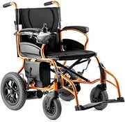 Intelligent Electric Wheelchair, Lightweight Wheelchair Foldable Power Wheelchair with Reclinable Backrest and Dual Powerful Motor for Disabled and Elderly Mobility Aluminum Alloy Yellow,Portable