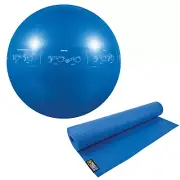 75cm Blue Core Stability Ball & Yoga Mat with Position Poster Set