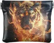 [YXYZRMY] Big Cat Flame Black PU Leather Squeeze Coin Purse, Coin Pouch Change Holder for Women Men, Mini Portable Cosmetic Bags for Women, Multi-colored, one size, Multi-style, Multi-colored, one size