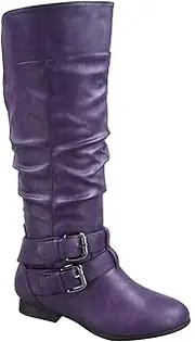 [Top Moda] Coco-20 Women's Fashion Round Toe Low Heel Knee High Zipper Riding Boot Shoes