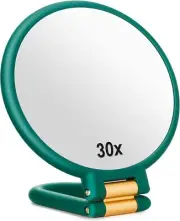30x Magnifying Mirror, Travel Hand Mirrors with Handle - Double Side Handheld Mi