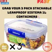 Sistema 3x plus Food Storage Container | 1 L Leak-Proof, Stackable & Airtight