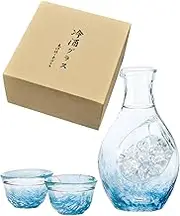 東洋佐々木ガラス Sake Cup Set, カラフェ300mL×1・杯55mL, Bule