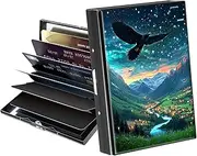 [BREIDMKFM] Metal Wallet,Credit Card Holder for Women Men,Thin Slim Mini Aluminum Wallet RFID Blocking Card Holder Hard Card Case Small Business Card Holder ID Case Travel Wallet,, Forest Eagle Galaxy