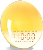 Wakeup Light Sunrise Alarm Clock -Day of The Week, Mood Lights, FM Radio