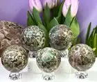 Wholesale Lot 5 Pcs Natural Green Flower Jasper Spheres Crystal Ball 3.8-4 Lbs