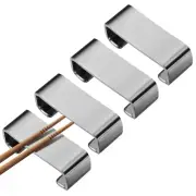 4pcs 304 Stainless Steel Flat Chopstick Rest Spoon Holder, Silver