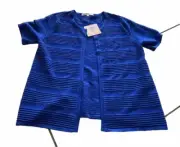NONI B Womens Cardigan Short Sleeves Electric Blue Knitted Size S New with tags