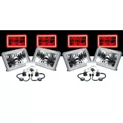 4X6" Red COB Halo Glass / Metal 6000K 4000LM LED Headlight H4 Light Bulb Set (for: Chrysler)