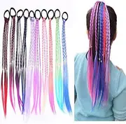 Colorful Wig Braid Head Rope,Colourful Hair Strands Hairpieces,Kids Hair Strands Braided Hair Braided Extension,Kids Hair Extension Braided Hair Tie Band,Colored Braids Hair Extension Braided Ponytail