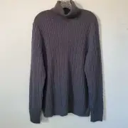 Jos A Bank Reserve Sweater Mens L Gray Cotton Blend Cable Knit Turtleneck New
