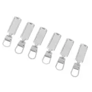 6Pcs Zipper Pull Tab Detachable Colred Zipper Pull For Clothes Luggage(Silver)