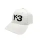 Y-3 品牌刺繡黑Logo帆布棒球帽(白)