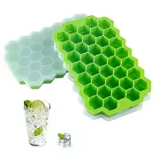 2 Pcs Silicone Ice Cube Trays with Lid Honeycomb Shaped Ice Mold for Cocktails